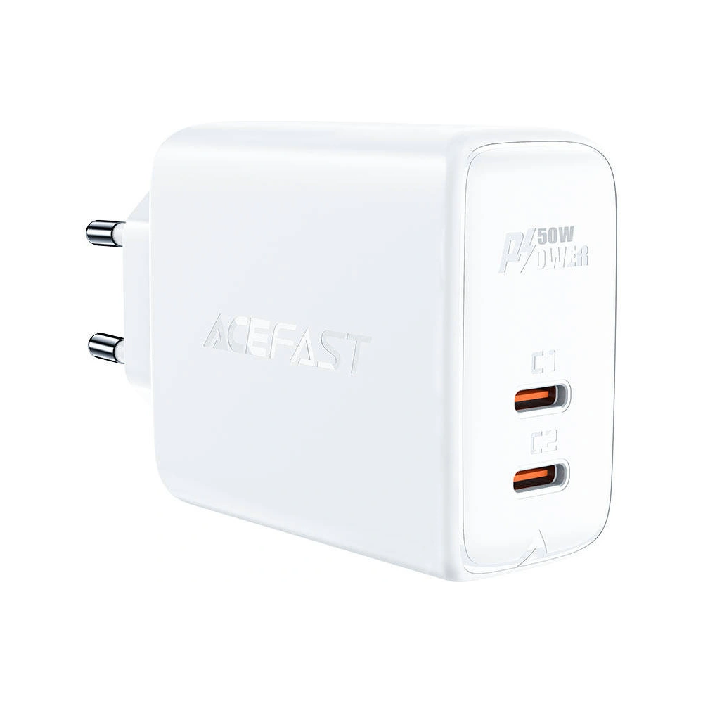 Wholesale Acefast A29 network charger 2xUSB-C PD, GaN, 50W (white) - ACE8 - {ean13} - Hurt