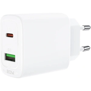 Wholesale Acefast A25 network charger USB-A, USB-C, PD 20W (white) - ACE9 - {ean13} - Hurt