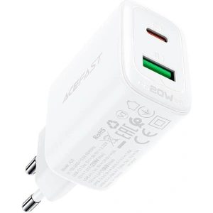 Wholesale Acefast A25 network charger USB-A, USB-C, PD 20W (white) - ACE9 - {ean13} - Hurt