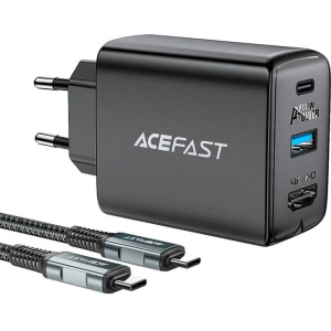 Wholesale Acefast A17 network charger USB-A, USB-C, HDMI, GaN 65W + cable USB-C / USB-C 1.8m (black) - ACE10 - {ean13} - Hurt