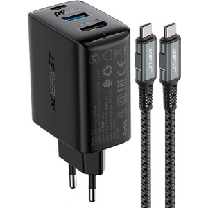 Wholesale Acefast A17 network charger USB-A, USB-C, HDMI, GaN 65W + cable USB-C / USB-C 1.8m (black) - ACE10 - {ean13} - Hurt