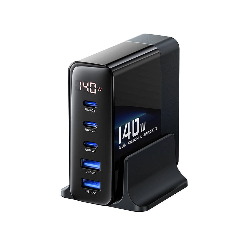 Hurtownia GSM - Hálózati töltő Toocki TCTZ M-YLC01 3xUSB-C / 2xUSB-A, GaN, 140W (fekete) - TCK94 - {ean13} - Hurt
