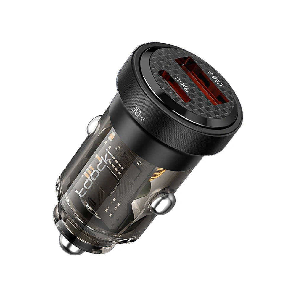 Hurtownia GSM - Autós töltő Toocki TCCAA Q-WR01 USB-A / USB-C, 30W (fekete) - TCK99 - {ean13} - Hurt