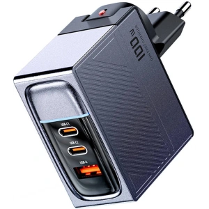 Wholesale Toocki TCT100ASCB0G network charger 2xUSB-C / USB-A, GaN, 100W (grey) - TCK104 - {ean13} - Hurt