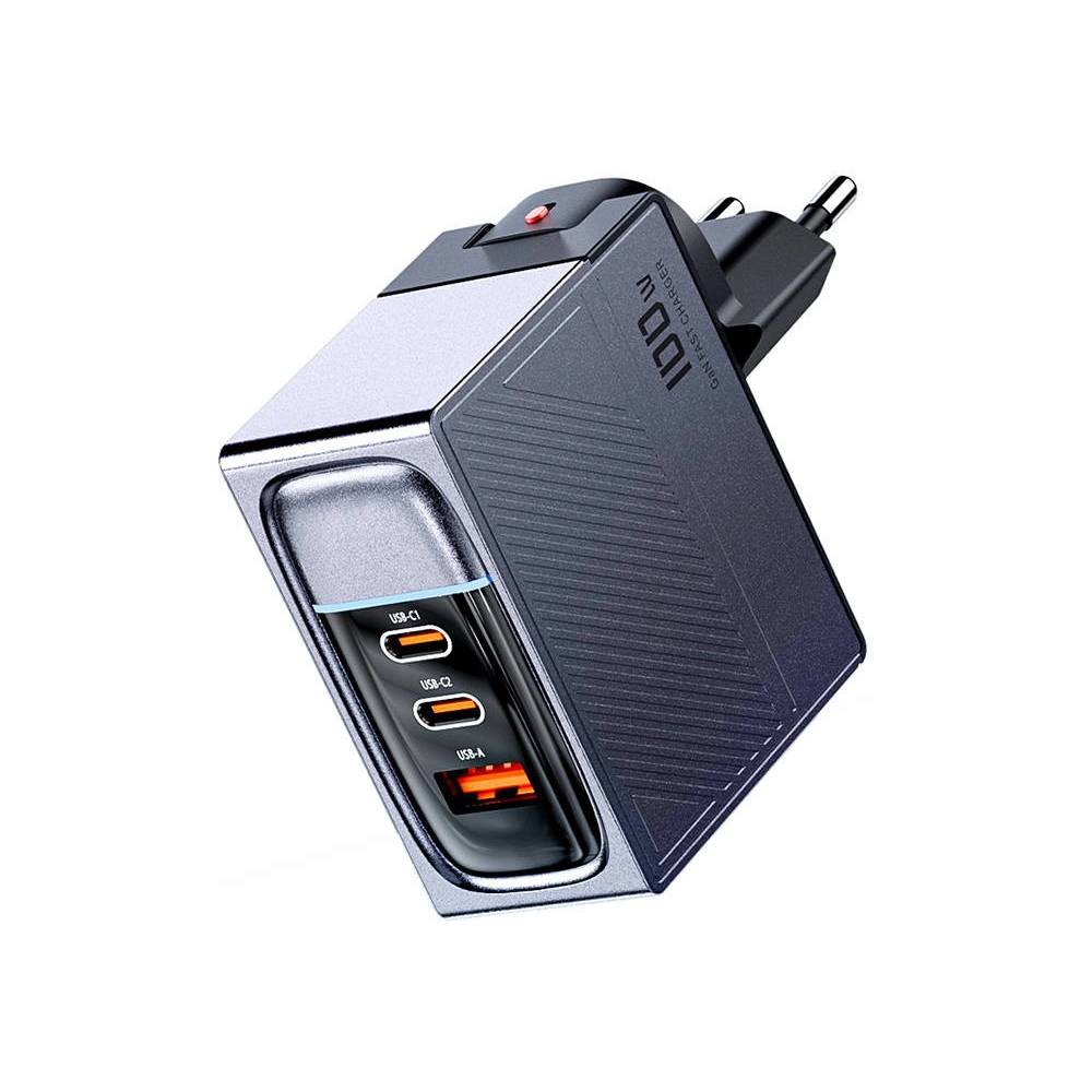 Wholesale Toocki TCT100ASCB0G network charger 2xUSB-C / USB-A, GaN, 100W (grey) - TCK104 - {ean13} - Hurt