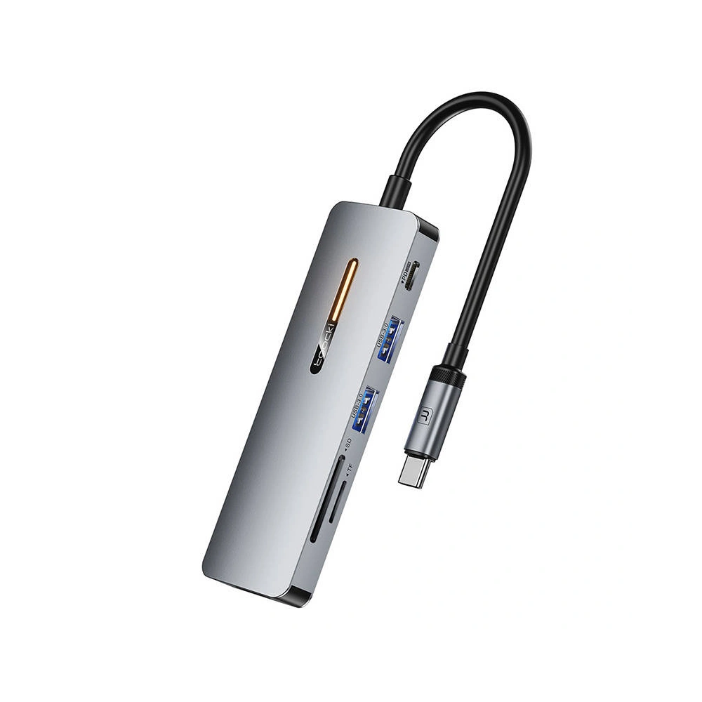 Hurtownia GSM - Stanice dokování Toocki THB7-JSB03 6v1 USB-C / 2xUSB-A 3.0, USB-C PD 100W, HDMI 4K 30HZ, SD/TF (šedá) - TCK107 - {ean13} - Hurt