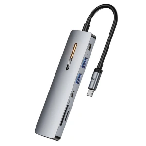 Hurtownia GSM - Dokkoló állomás Toocki THB7-JSB03 7 az 1-ben USB-C / 2xUSB-A 3.0, USB-C 3.0 5GBPS, USB-C PD 100W, HDMI 4K 30HZ, SD/TF (szürke) - TCK108 - {ean13} - Hurt