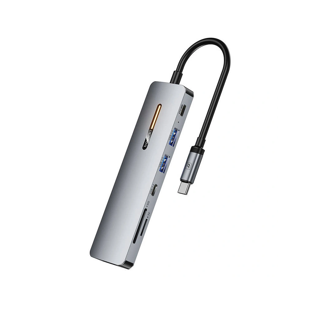 Hurtownia GSM - Dokkoló állomás Toocki THB7-JSB03 7 az 1-ben USB-C / 2xUSB-A 3.0, USB-C 3.0 5GBPS, USB-C PD 100W, HDMI 4K 30HZ, SD/TF (szürke) - TCK108 - {ean13} - Hurt
