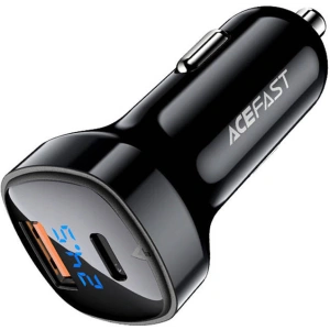 Wholesale Acefast B4 car charger USB-A, USB-C, 66W with display (black) - ACE17 - {ean13} - Hurt