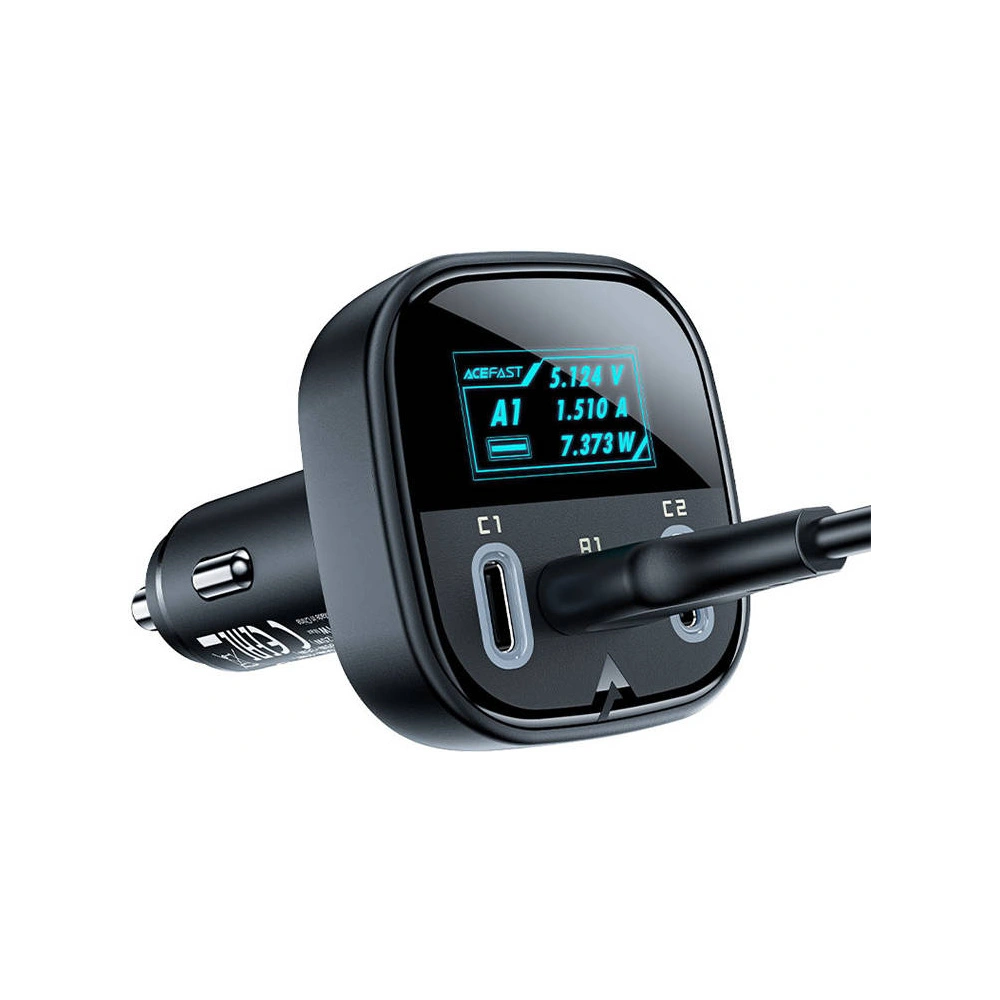 Hurtownia GSM - Acefast B5 autós töltő USB-A, 2xUSB-C, 101W kijelzővel (fekete) - ACE18 - {ean13} - Hurt