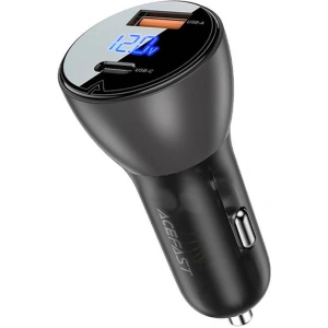 Wholesale Acefast B6 car charger USB-A, USB-C, 63W with display (black) - ACE19 - {ean13} - Hurt