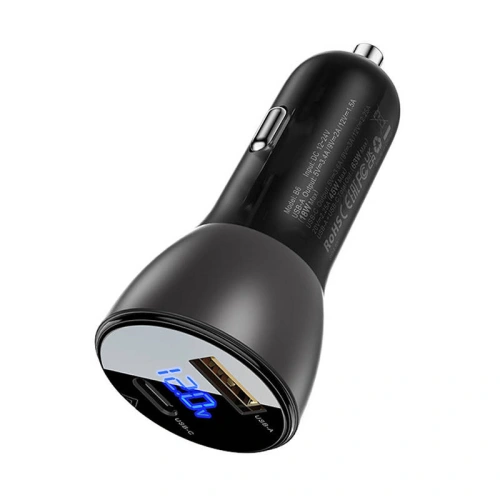 Ładowarka samochodowa Acefast B6 USB-A, USB-C, 63W z wyświetlaczem (czarny)