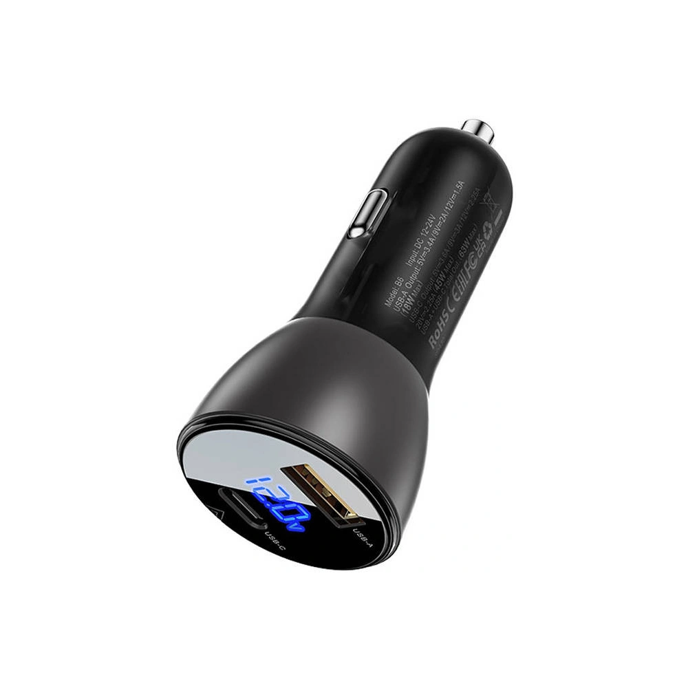 Hurtownia GSM - Acefast B6 autós töltő USB-A, USB-C, 63W kijelzővel (fekete) - ACE19 - {ean13} - Hurt