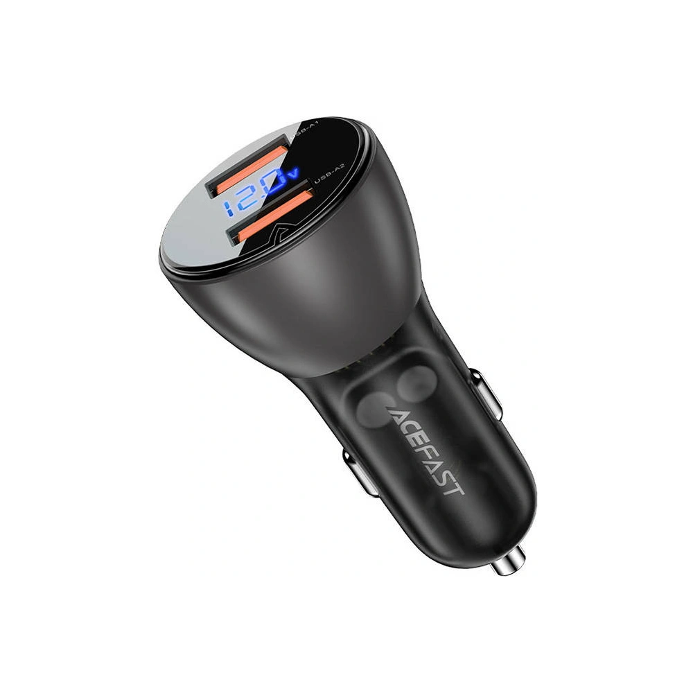 Wholesale Acefast B7 car charger 2xUSB-A, 45W with display (black) - ACE20 - {ean13} - Hurt