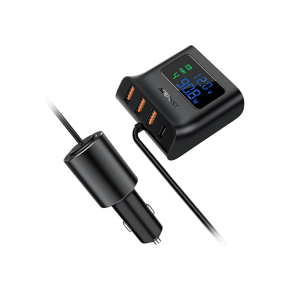 Wholesale Acefast B8 car charger 3x USB-A, USB-C, 90W (black) - ACE21 - {ean13} - Hurt