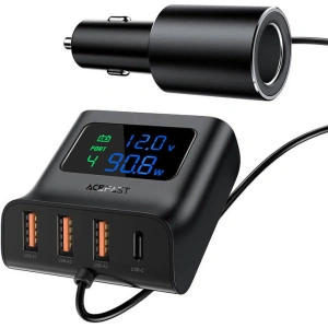 Wholesale Acefast B8 car charger 3x USB-A, USB-C, 90W (black) - ACE21 - {ean13} - Hurt