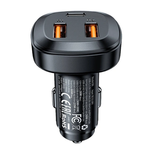 Ładowarka samochodowa Acefast B9 2xUSB-A, USB-C, 66W (czarny)