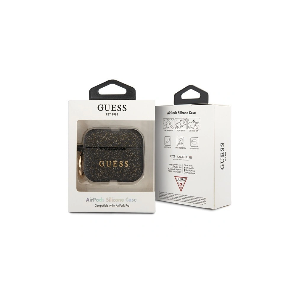 Hurtownia GSM - Case Guess GUACAPSILGLBK Apple AirPods Pro Hülle schwarz/schwarz Silikon - GUE081BLK - {ean13} - Hurt
