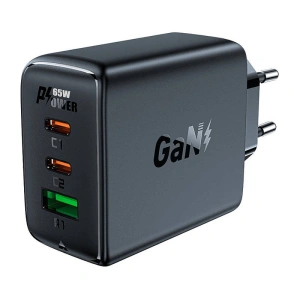 Wholesale Acefast A41 network charger USB-A, 2xUSB-C, GaN, 65W (black) - ACE42 - {ean13} - Hurt