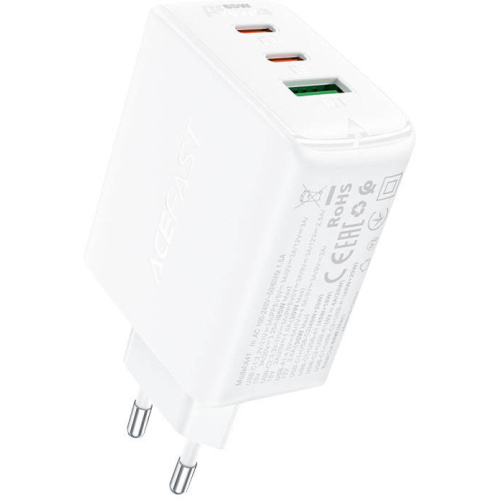 AceFast Distributor - 6974316281764 - ACE43 - Acefast A41 network charger USB-A, 2xUSB-C, GaN, 65W (white) - B2B homescreen