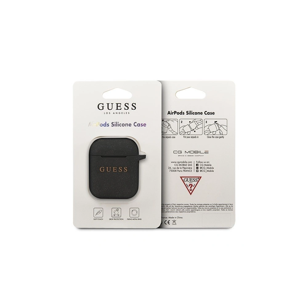 Hurtownia GSM - Etui Guess GUACCSILGLBK Apple AirPods cover czarny/black Silicone - GUE084BLK - {ean13} - Hurt