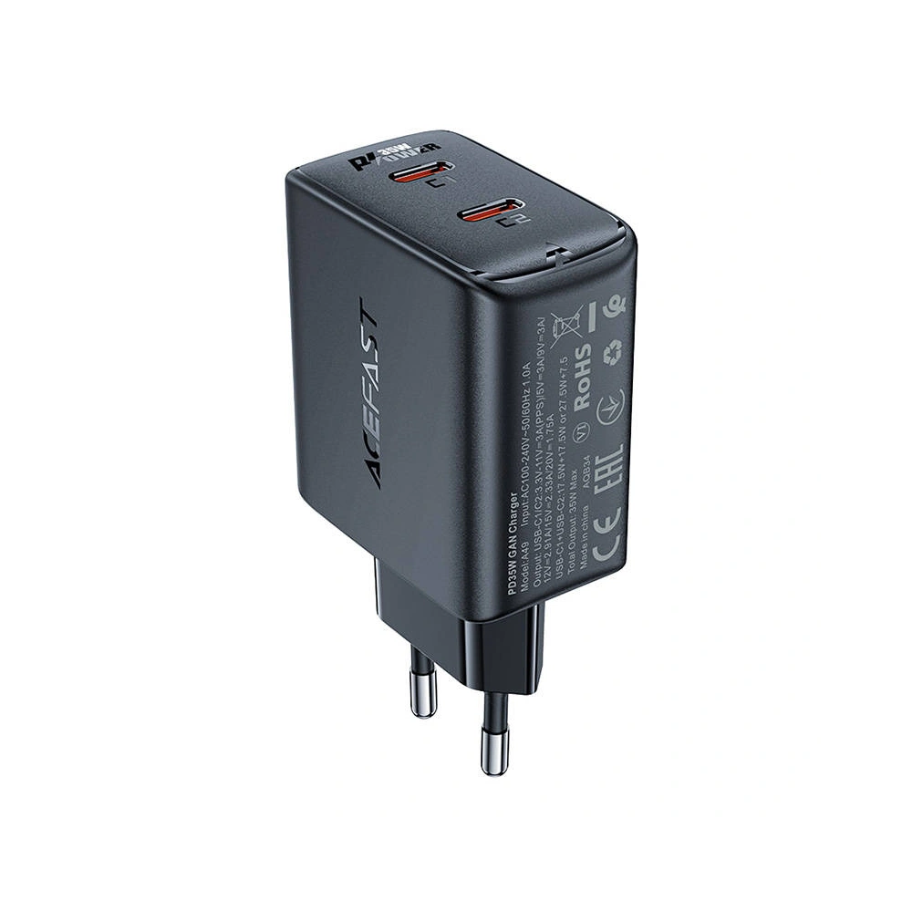 Hurtownia GSM - Síťová nabíječka Acefast A49 2xUSB-C, PD, 35W (černá) - ACE52 - {ean13} - Hurt