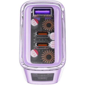 Wholesale Acefast A45 network charger USB-A, 2xUSB-C, PD, 65W (purple) - ACE57 - {ean13} - Hurt