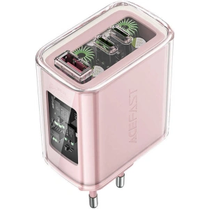 Wholesale Acefast A45 network charger USB-A, 2xUSB-C, PD, 65W (pink) - ACE58 - {ean13} - Hurt