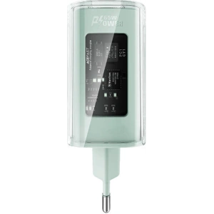 Wholesale Acefast A45 network charger USB-A, 2xUSB-C, PD, 65W (green) - ACE59 - {ean13} - Hurt