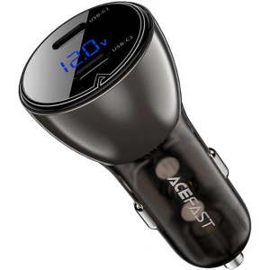 Wholesale Acefast B10 car charger 2xUSB-C, 60W with display (black) - ACE64 - {ean13} - Hurt