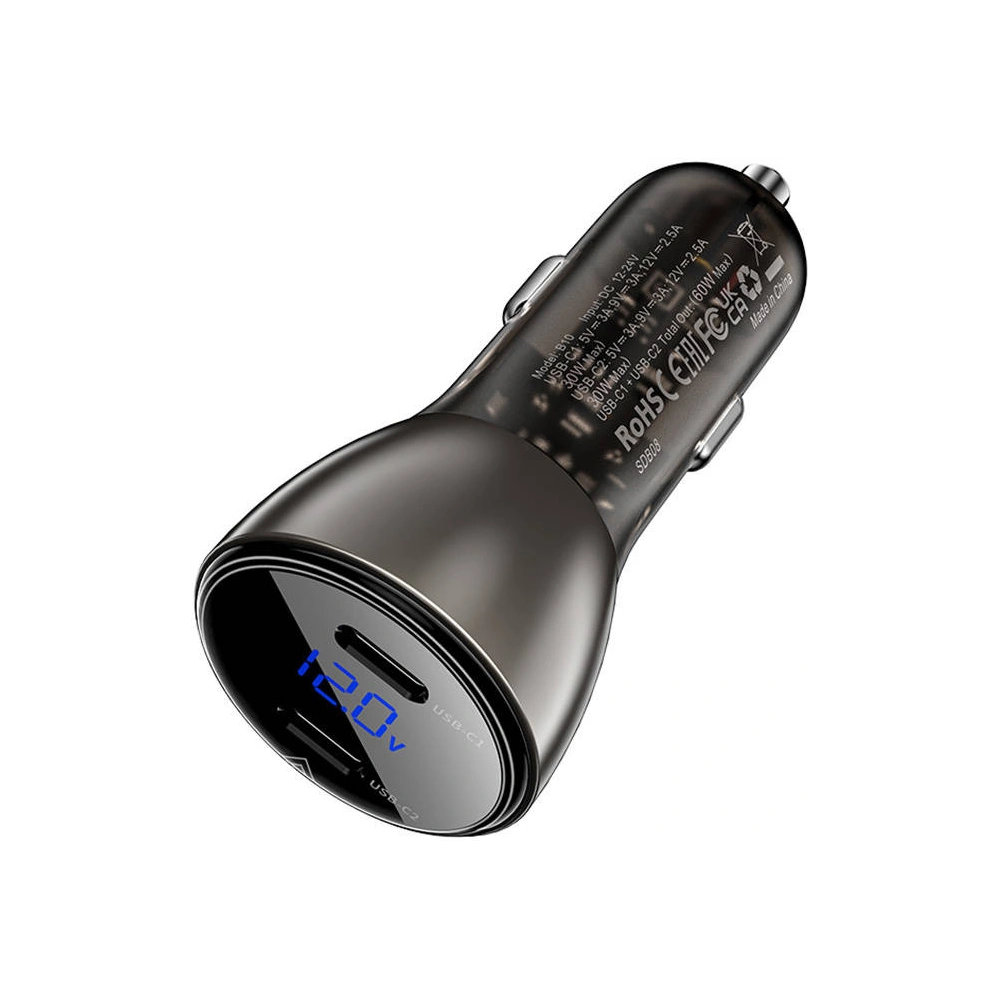 Hurtownia GSM - Autonabíječka Acefast B10 2xUSB-C, 60W s displejem (černá) - ACE64 - {ean13} - Hurt