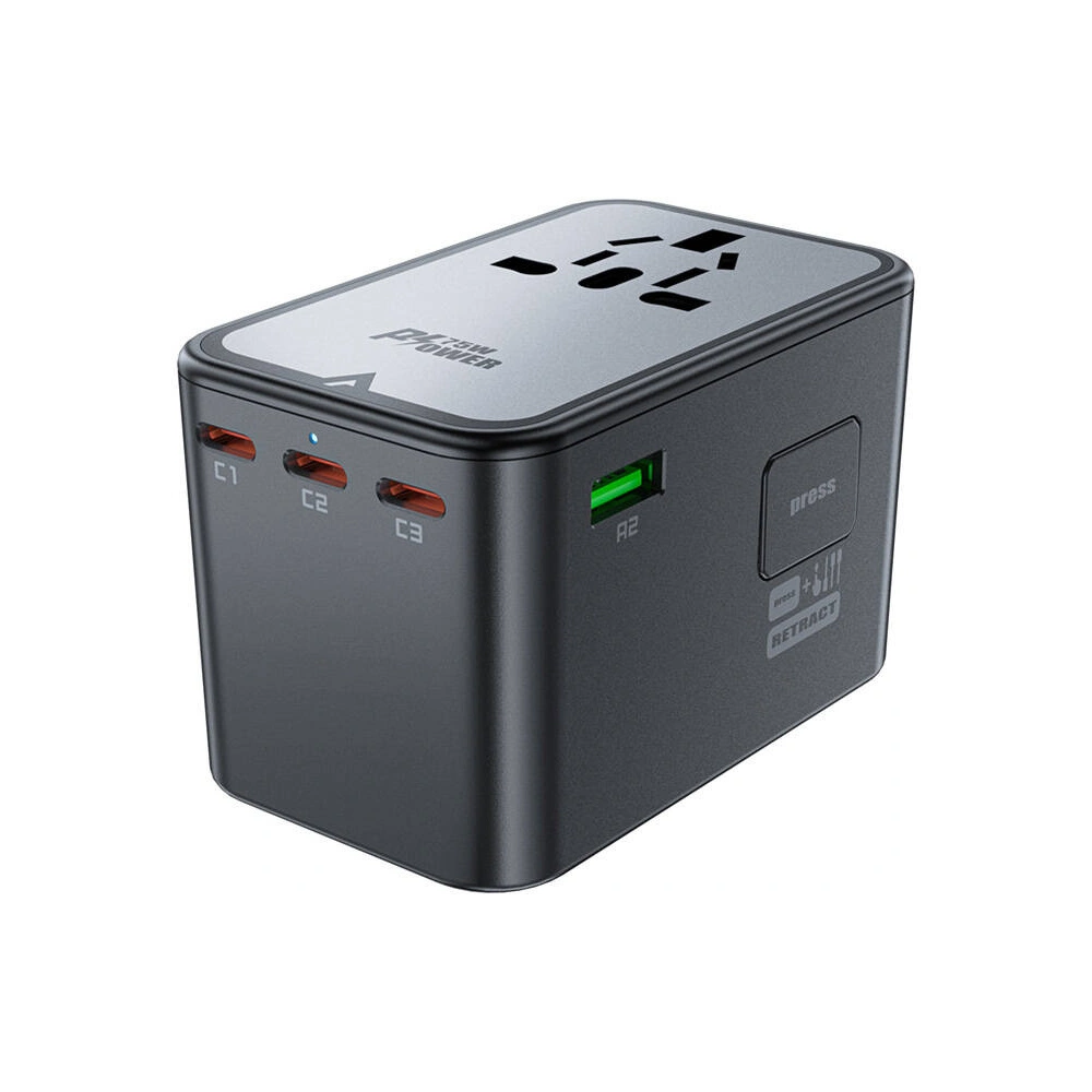 Hurtownia GSM - Încărcător de călătorie Acefast Z1 US/EU/UK/AU, 2xUSB-A, 3xUSB-C, GaN, 67W, (negru) - ACE82 - {ean13} - Hurt