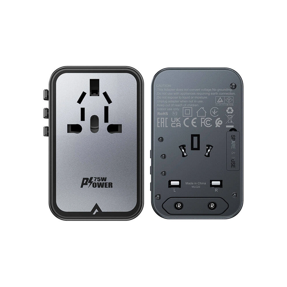 Hurtownia GSM - Încărcător de călătorie Acefast Z1 US/EU/UK/AU, 2xUSB-A, 3xUSB-C, GaN, 67W, (negru) - ACE82 - {ean13} - Hurt