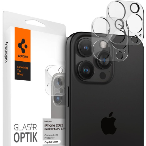 Spigen Distributor - 8809896741538 - SPN3202 - Spigen Optik.tr ez Fit Camera Protector Apple iPhone 14 Pro / 14 Pro Max / 15 Pro / 15 Pro Max Crystal Clear [2 PACK] - B2B homescreen