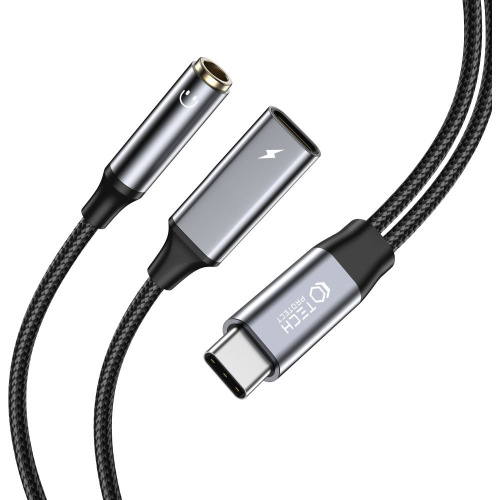 Hurtownia Tech-Protect - 9319456607383 - THP2441 - Kabel Tech-Protect Ultraboost adapter USB-C / USB-C, mini jack 3.5mm Black - B2B homescreen