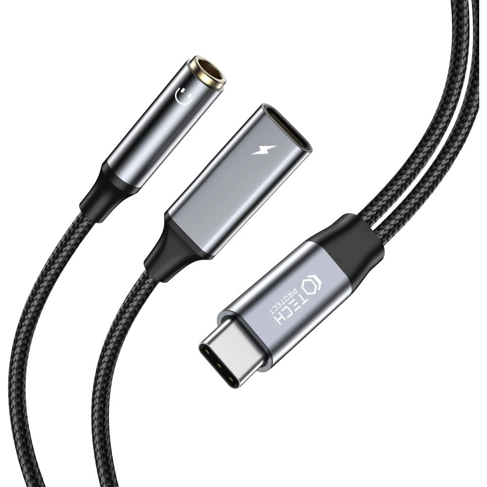 Hurtownia GSM - Cablul Tech-Protect Ultraboost adaptor USB-C / USB-C, mini jack 3.5mm Negru - THP2441 - {ean13} - Hurt