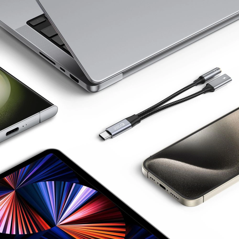 Hurtownia GSM - Kábel Tech-Protect Ultraboost adapter USB-C / USB-C, mini jack 3.5mm Fekete - THP2441 - {ean13} - Hurt