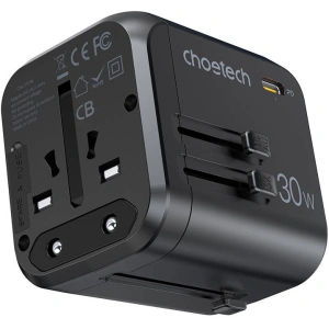 Hurtownia GSM - Reise-Netzteil Choetech PD5008 3xUSB-A, 1xUSB-C, GaN, 30W, US/EU/UK/AU (schwarz) - CHT192 - {ean13} - Hurt