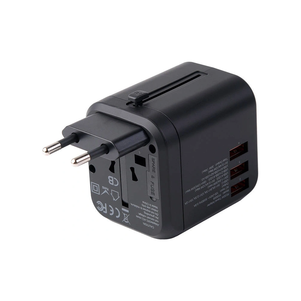 Hurtownia GSM - Utazási hálózati töltő Choetech PD5008 3xUSB-A, 1xUSB-C, GaN, 30W, US/EU/UK/AU (fekete) - CHT192 - {ean13} - Hurt