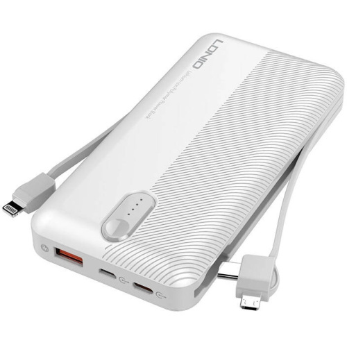 LDNIO Distributor - 6933138690307 - LDN466 - LDNIO PL1013 10000mAh powerbank + 3-in-1 USB-C, micro USB, Lightning cable (white) - B2B homescreen