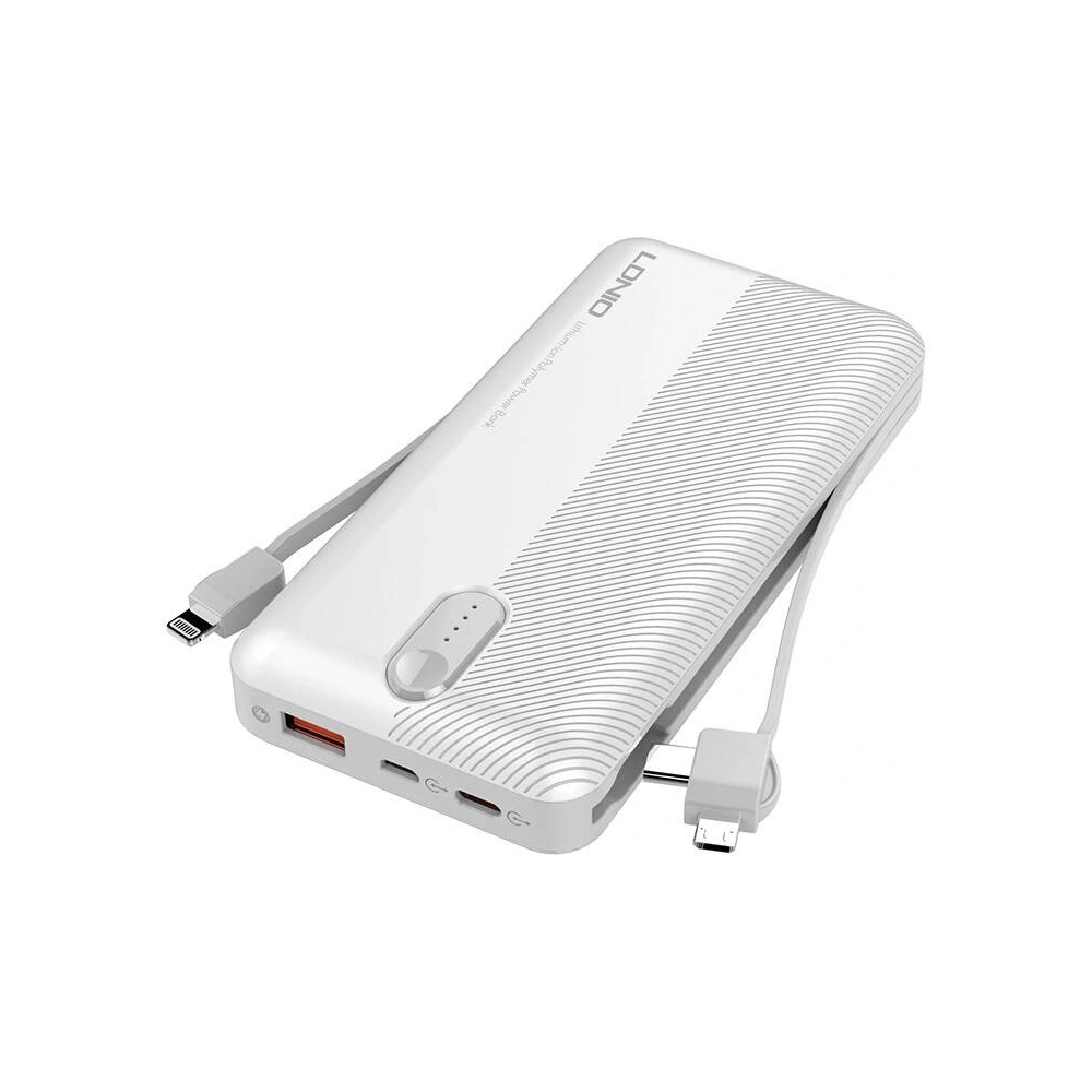 Hurtownia GSM - Powerbank LDNIO PL1013 10000mAh + cablu 3w1 USB-C, micro USB, Lightning (alb) - LDN466 - {ean13} - Hurt