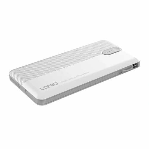 Powerbank LDNIO PL1013 10000mAh + kabel 3w1 USB-C, micro USB, Lightning (biały)