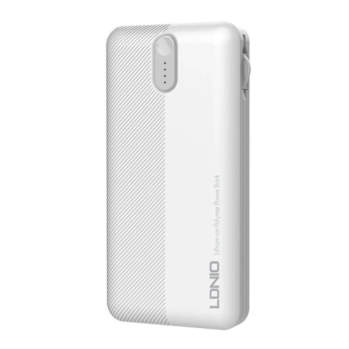 Powerbank LDNIO PL1013 10000mAh + kabel 3w1 USB-C, micro USB, Lightning (biały)