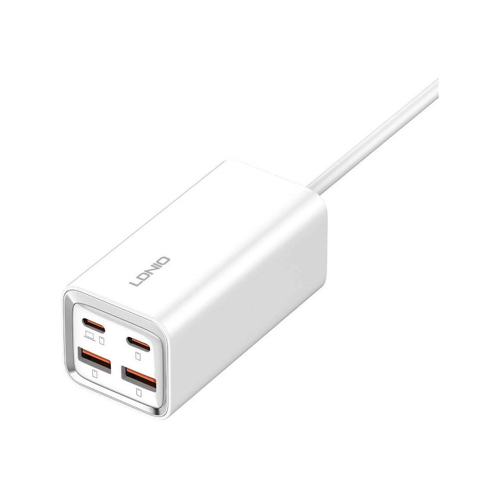 Hurtownia GSM - Ładowarka sieciowa LDNIO A4610C 2xUSB-A, 2xUSB-C, PD, QC4, PPS, AF, 65W (biała) - LDN473 - {ean13} - Hurt