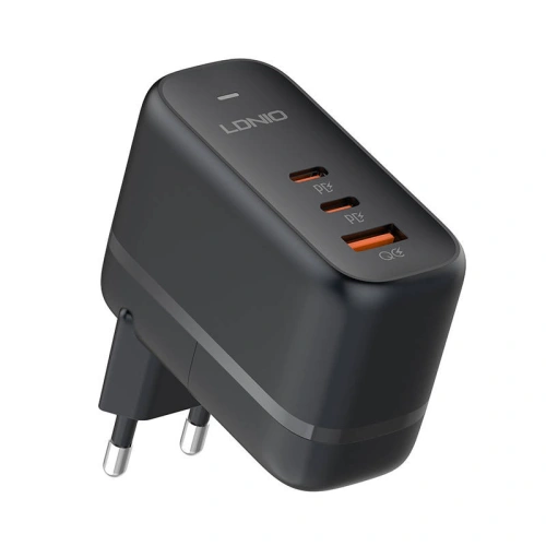 Ładowarka sieciowa LDNIO Q366 USB-A, 2xUSB-C, GaN, 65W czarna
