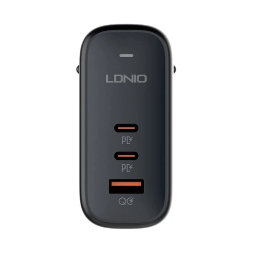 Ładowarka sieciowa LDNIO Q366 USB-A, 2xUSB-C, GaN, 65W czarna