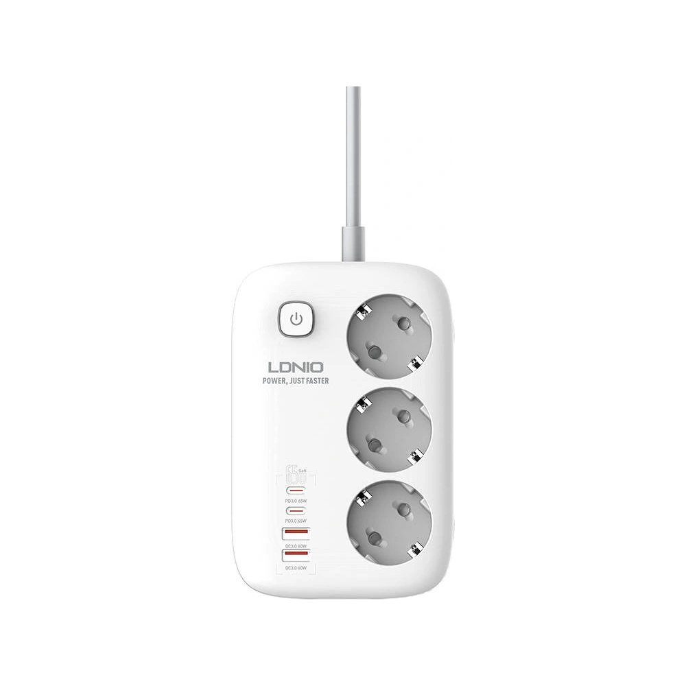 Hurtownia GSM - Feszültségelosztó LDNIO SE3436 3x EU dugó, 2xUSB-A, 2xUSB-C, GaN, 65W fehér - LDN475 - {ean13} - Hurt