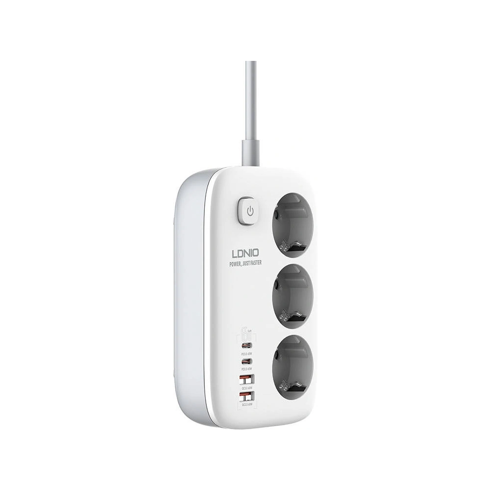 Hurtownia GSM - Feszültségelosztó LDNIO SE3436 3x EU dugó, 2xUSB-A, 2xUSB-C, GaN, 65W fehér - LDN475 - {ean13} - Hurt