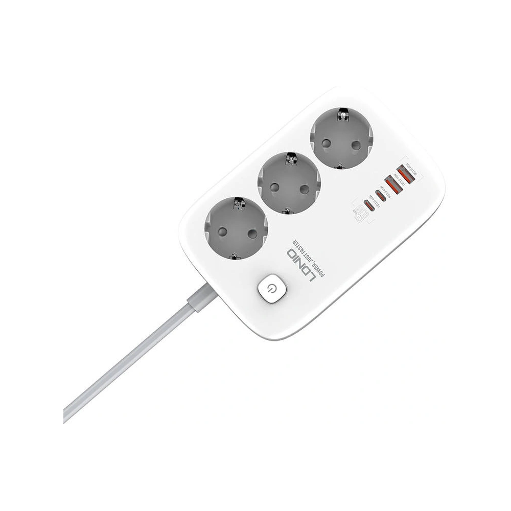 Hurtownia GSM - Feszültségelosztó LDNIO SE3436 3x EU dugó, 2xUSB-A, 2xUSB-C, GaN, 65W fehér - LDN475 - {ean13} - Hurt