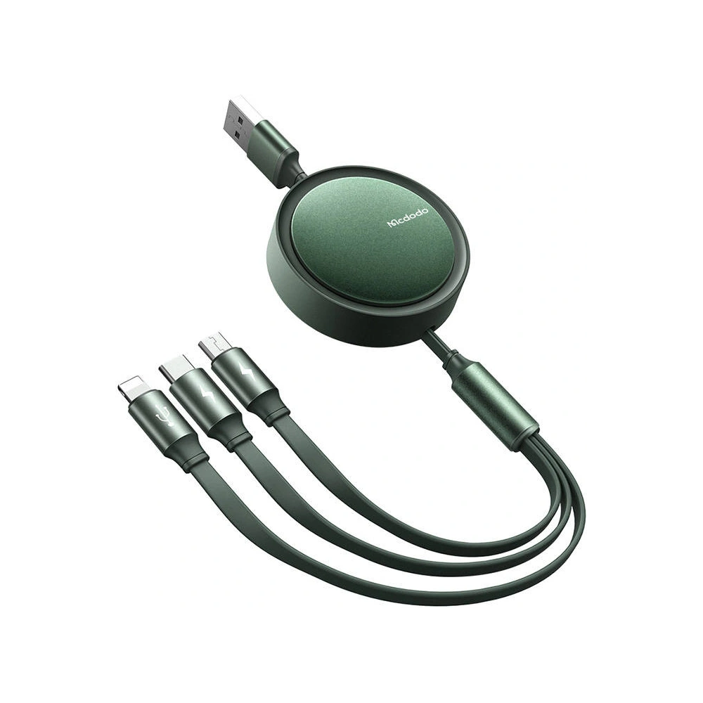 Hurtownia GSM - Kabel zwijbar USB Mcdodo CA-7251 3w1 USB-A / Lightning, USB-C, microUSB 1,2m grün - MDD149 - {ean13} - Hurt